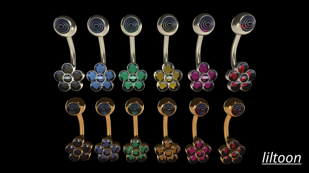 花型へそピアス/flower navel piercing