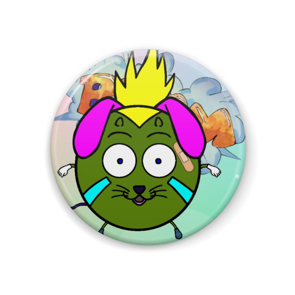 マメなめ君オリジナル缶バッジ みずちゃん。画廊 BOOTH