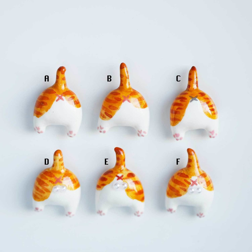 プリケツ猫マグネット《 茶トラ白 》