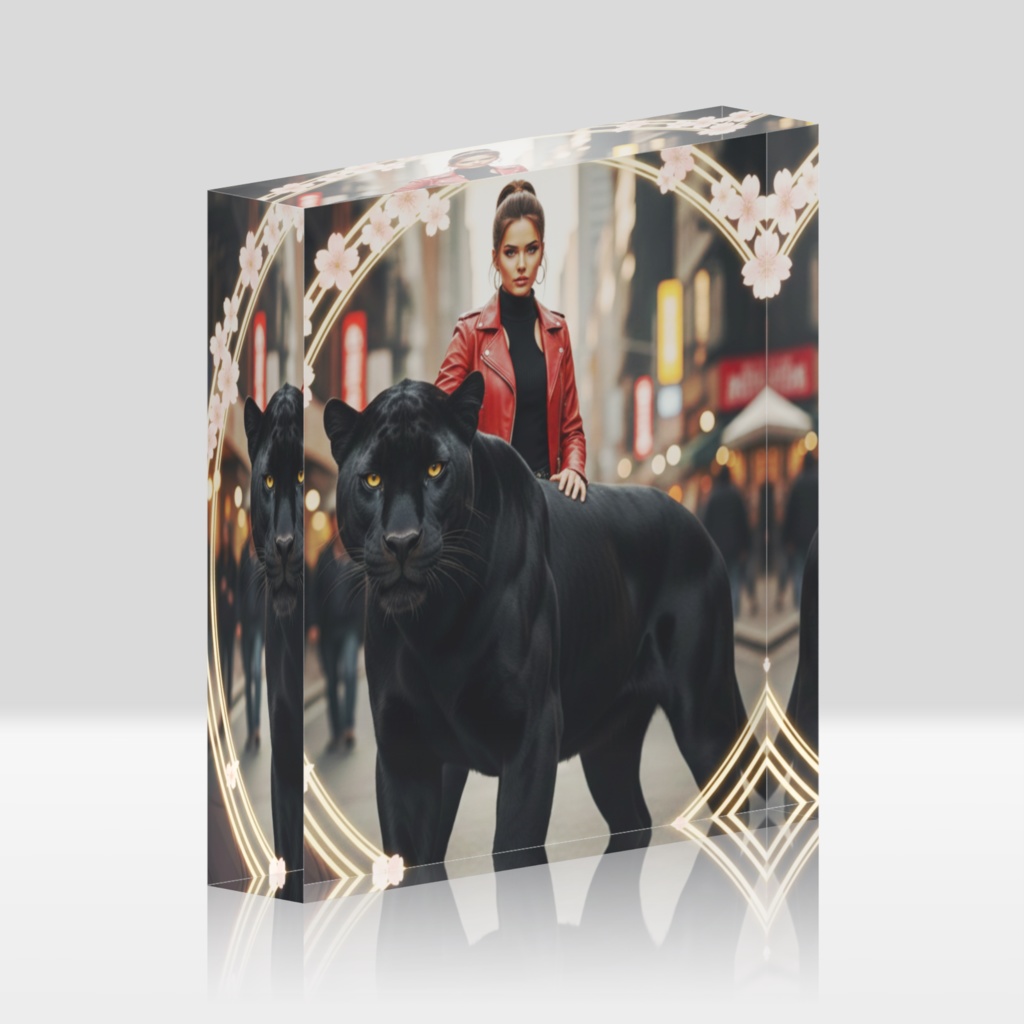 灯（Akari）｜静寂を従える守護者 アクリルブロック ― Sakura Universe 公式アート ―