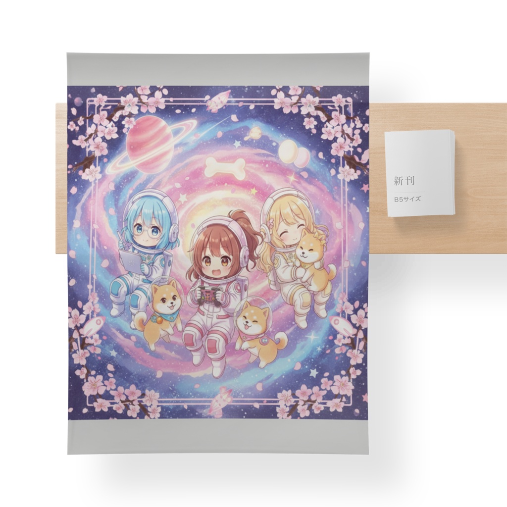 ​🚀🌸銀河も食卓も制圧っ！？Sakura Universe★柴犬小隊の宇宙大冒険テーブルクロス🐶🌌✨