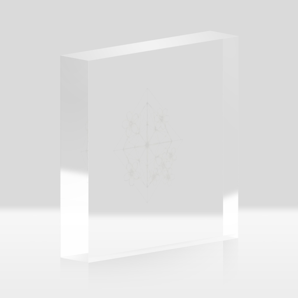 【チームさくら】幾何学桜のアクリルブロック ～光と影で浮かび上がる、クールな透明感～