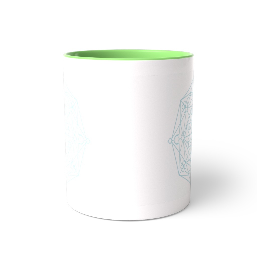 【チームさくら】幾何学グリーン・マグカップ ~日常に溶け込む、優しいモダン~