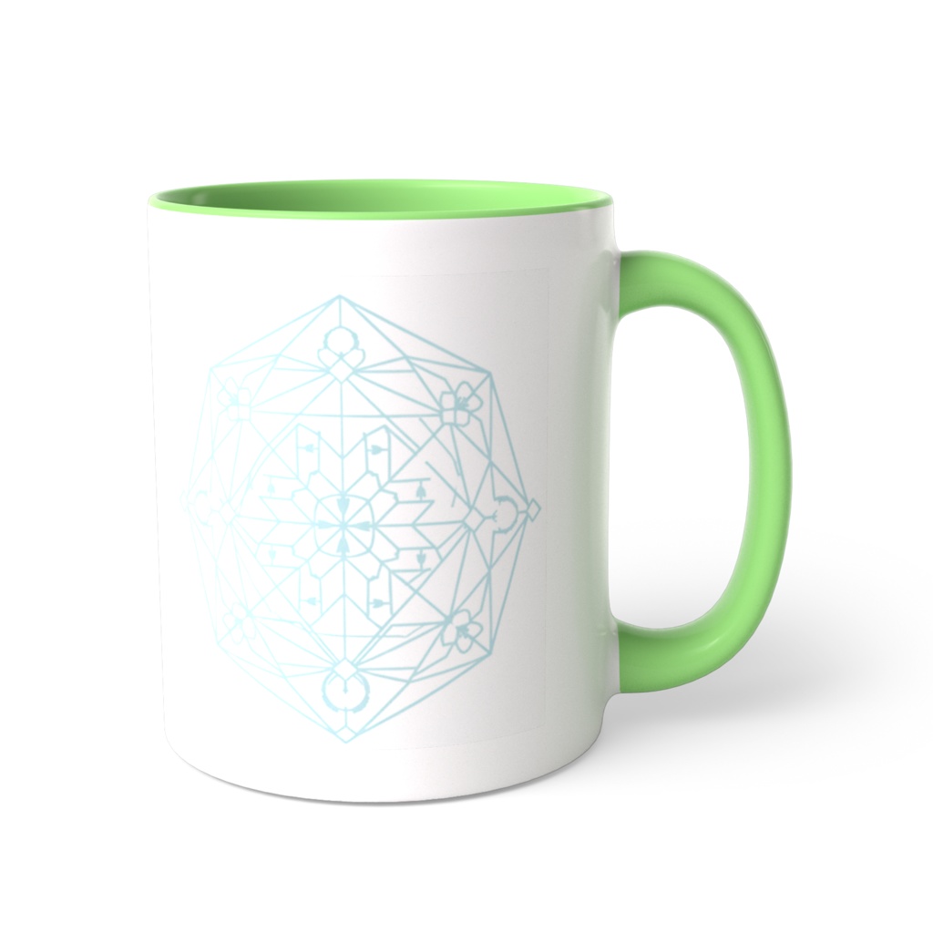 【チームさくら】幾何学グリーン・マグカップ ～日常に溶け込む、優しいモダン～