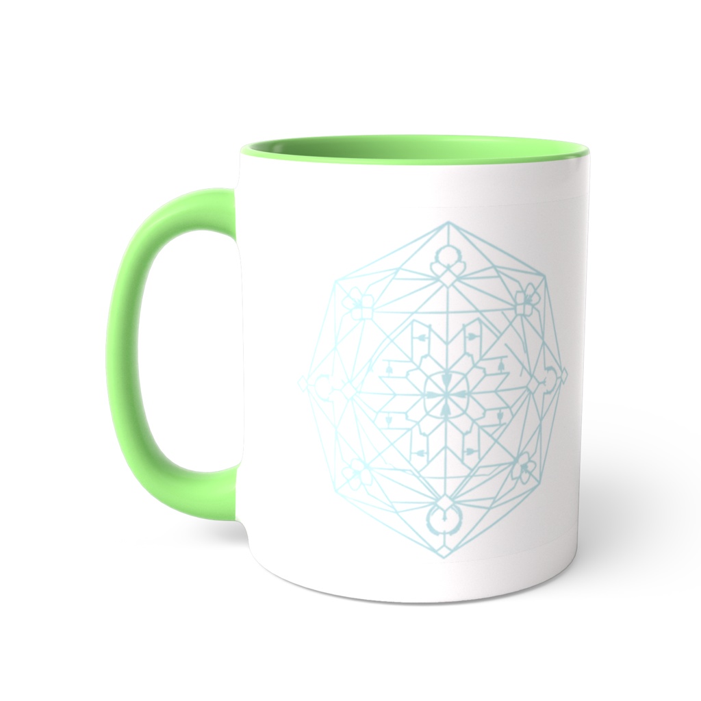 【チームさくら】幾何学グリーン・マグカップ ~日常に溶け込む、優しいモダン~