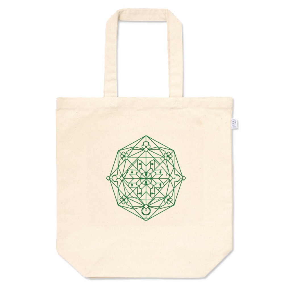 【チームさくら】幾何学グリーンのナチュラルトート ~心地よい風を持ち歩く~