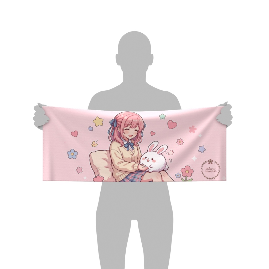 【Sakura Universe】心がふっとほどける🌸さくら&もちふわの癒やしフェイスタオル【姉ロゴ入り】