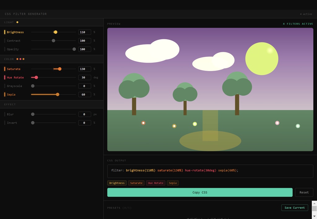 CSS Filter Generator