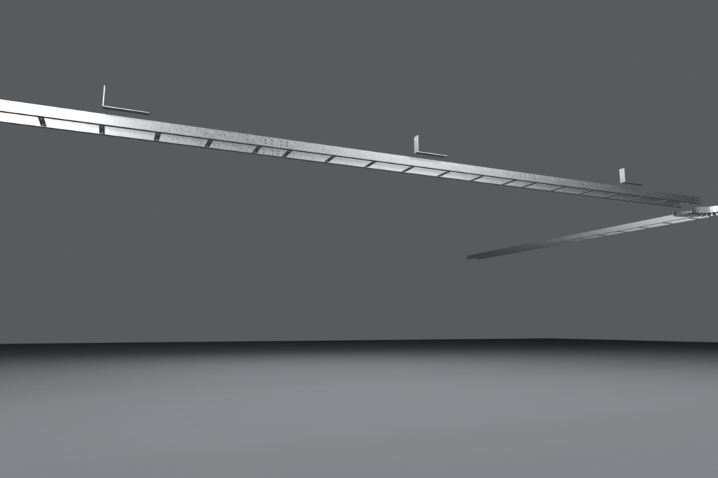 ケーブルラック 3Dモデル 25点セット|はしご型・幅100/200/300/400・直線/エルボ/T分岐/蓋/支持金具(FBX / glTF / blend・商用可)