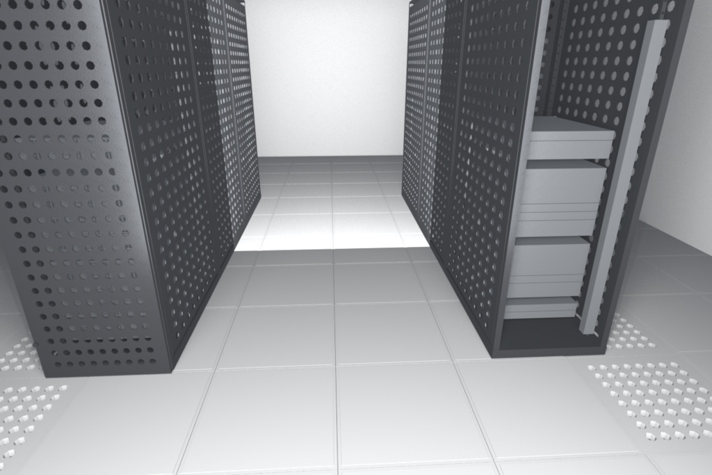 サーバールーム 3Dモデル|完成シーン1室+部品17点(データセンター・機械室・FBX / glTF / blend・商用可)