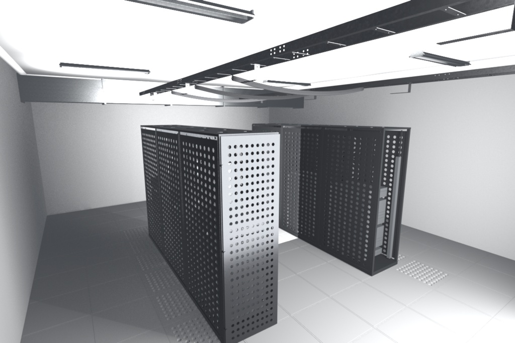 サーバールーム 3Dモデル|完成シーン1室+部品17点(データセンター・機械室・FBX / glTF / blend・商用可)