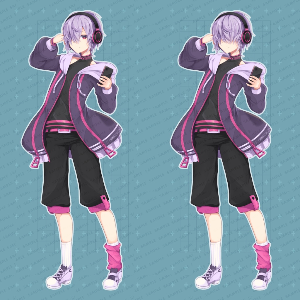 【キャラ販売】ヘッドホンパーカー目隠れ男子【立ち絵】