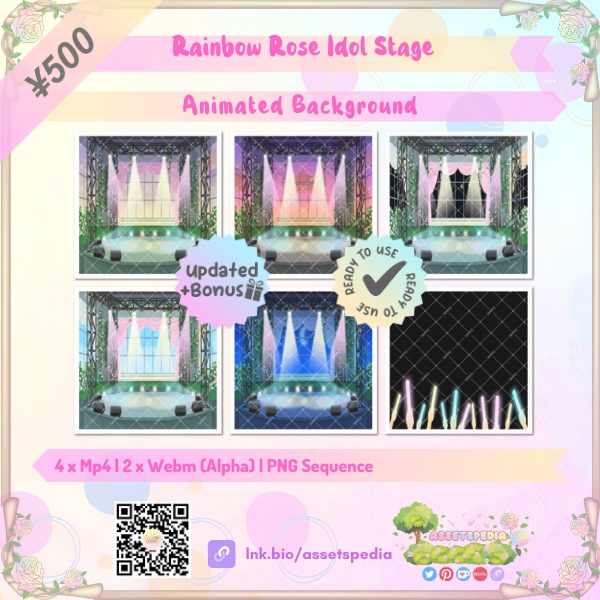 Animated Vtuber Background Rainbow Rose Idol Stage