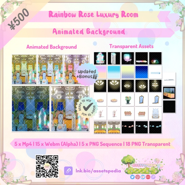 Animated Vtuber Background Rainbow Rose Luxury Room