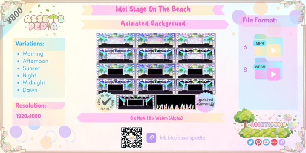 Animated Vtuber Background Idol stage on the beach