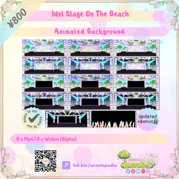 Animated Vtuber Background Idol stage on the beach