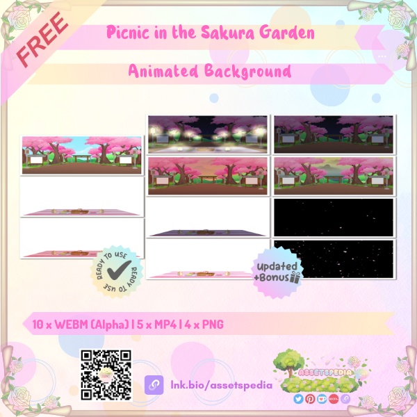 [F2U] Animated Vtuber Background Picnic in the Sakura Garden