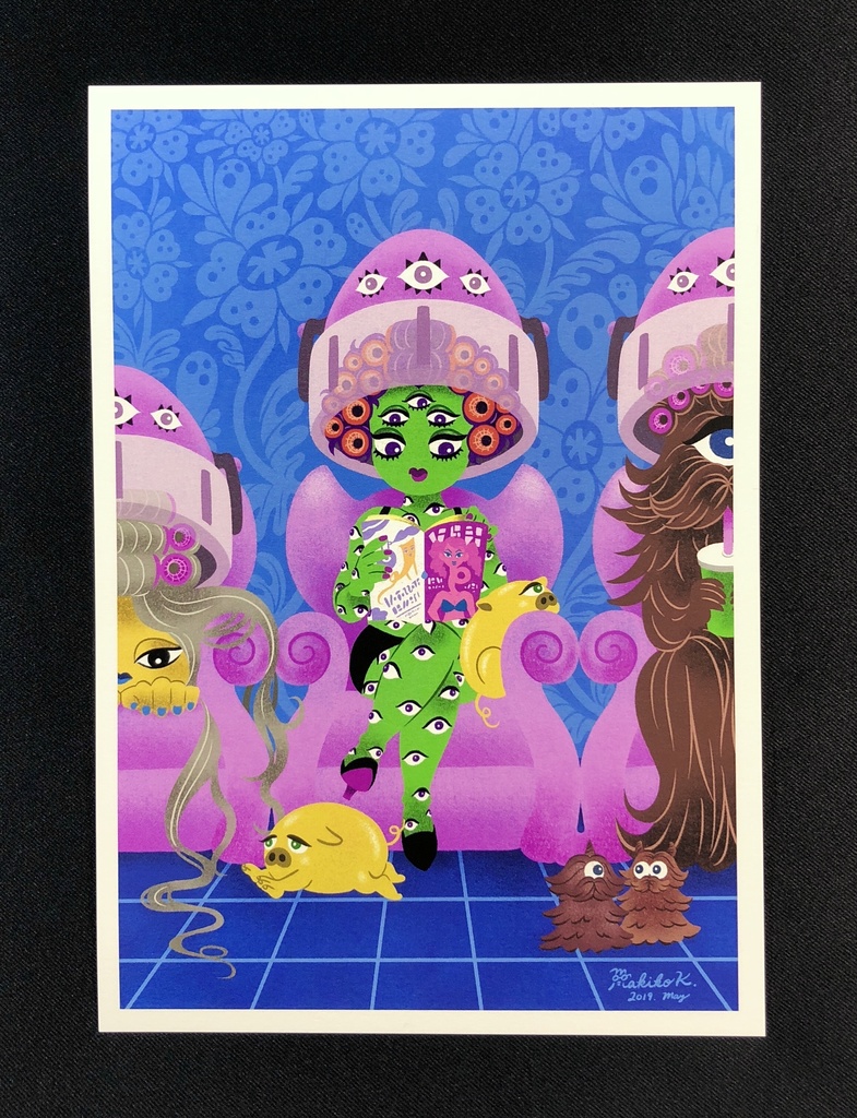 妖怪イラストプリント『Hair Salon』