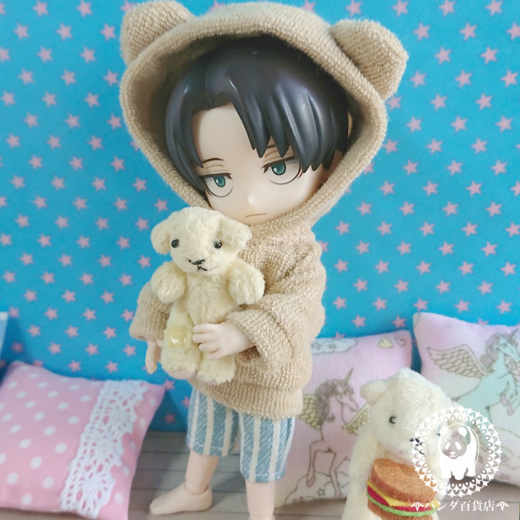 【オビツ11サイズ】 くまちゃんパーカー (しっぽ付き)