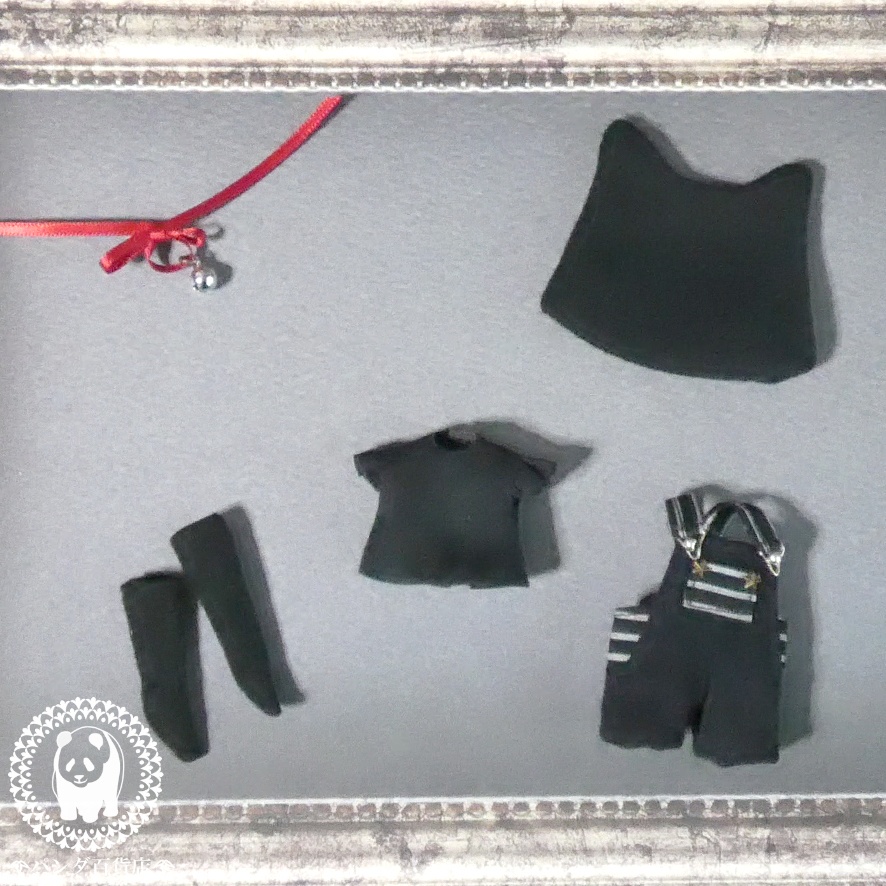 【オビツ11サイズ】 ハロウィン黒ニャンコ 吊りズボンセット