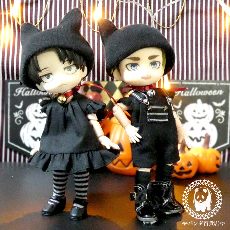 【オビツ11サイズ】　ハロウィン黒ニャンコ　ワンピースセット