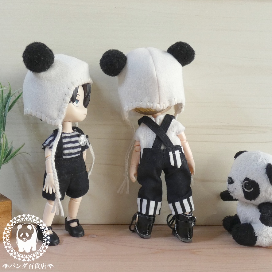 【オビツ11 サイズ】 フエルトパンダ帽子