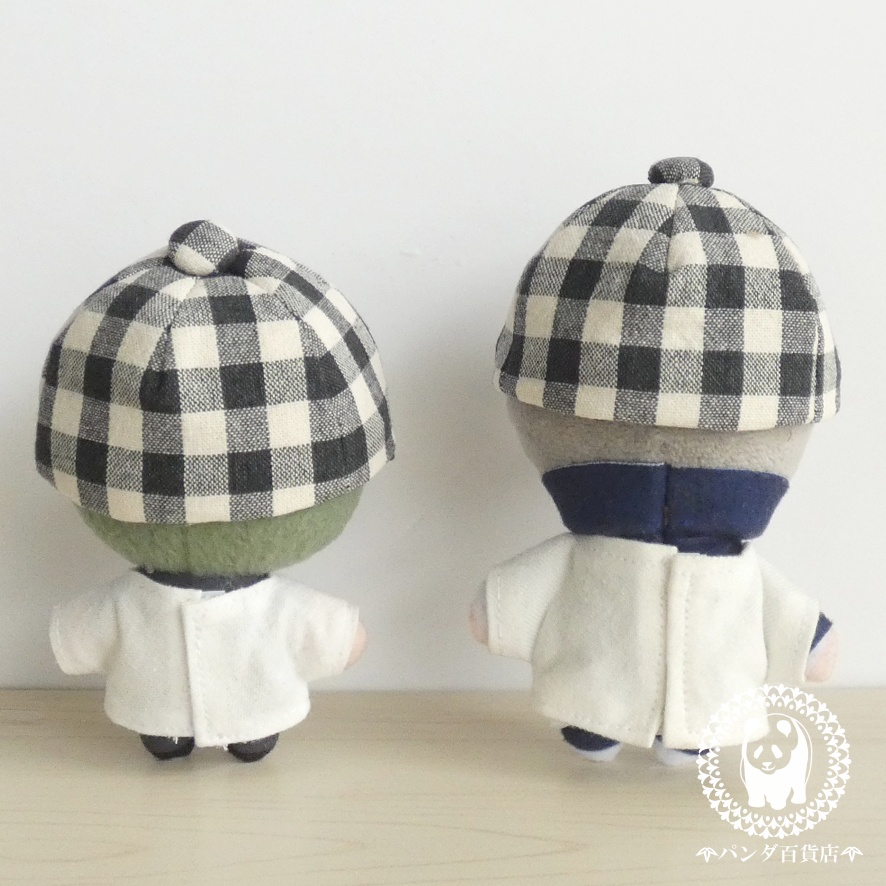 【10cm~12cmぬいぐるみ用】野球帽 (白黒チェック)