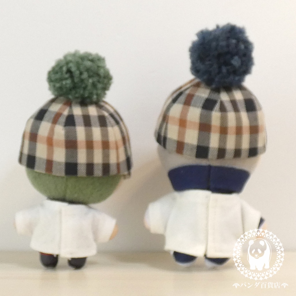 【10cm~12cmぬいぐるみ用】野球帽 (ぽんぽん付き チェック柄)
