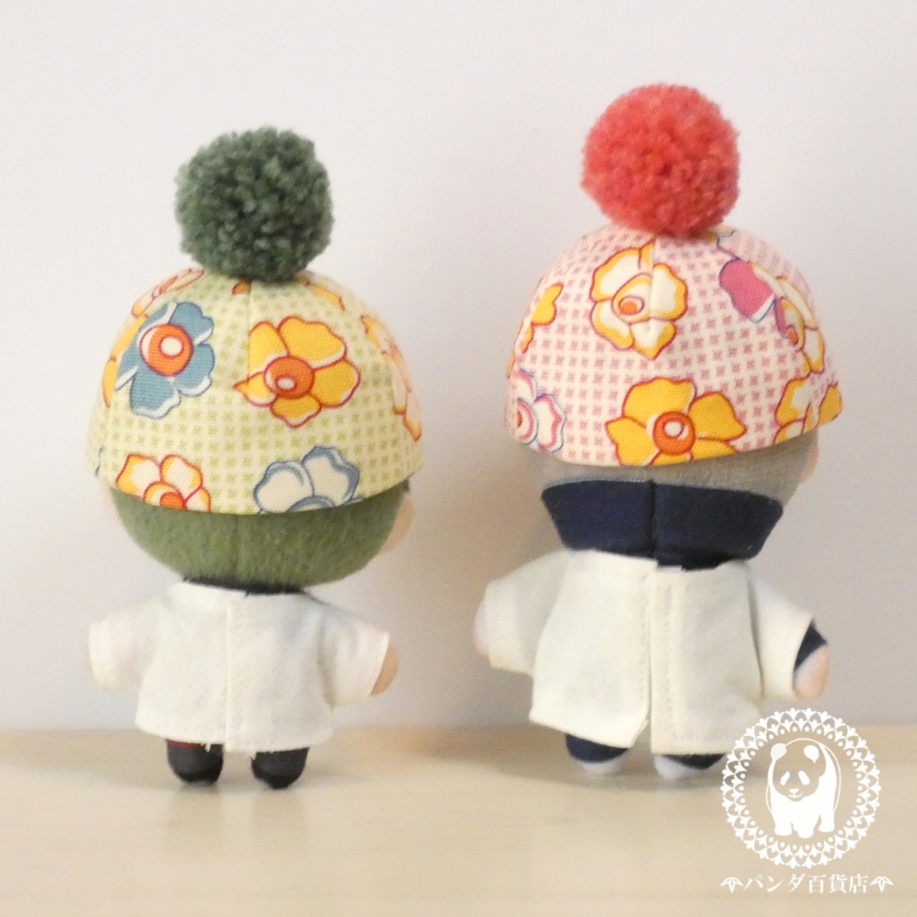 【10cm~12cmぬいぐるみ用】野球帽 (ぽんぽん付きレトロ柄)