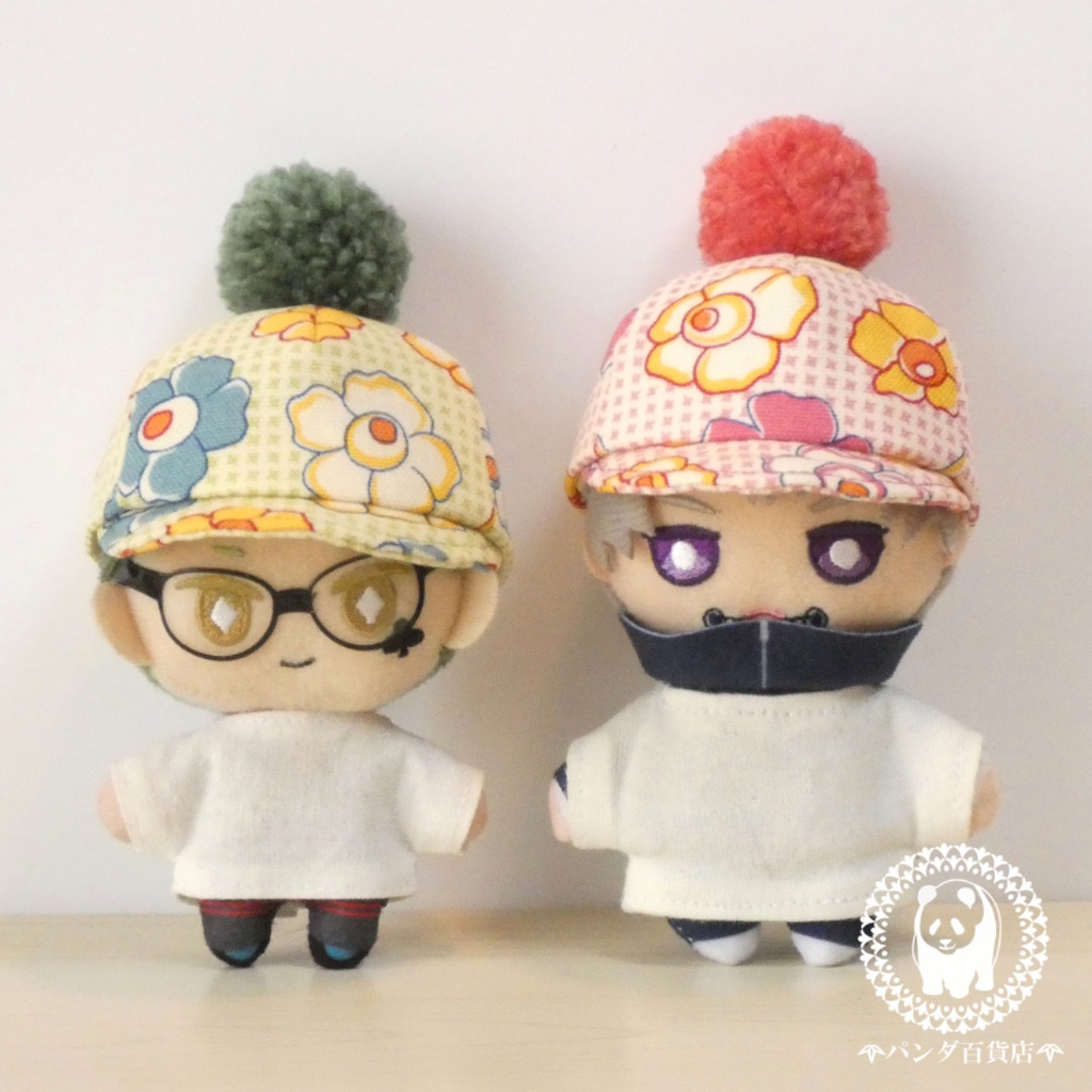 【10cm~12cmぬいぐるみ用】野球帽 (ぽんぽん付きレトロ柄)