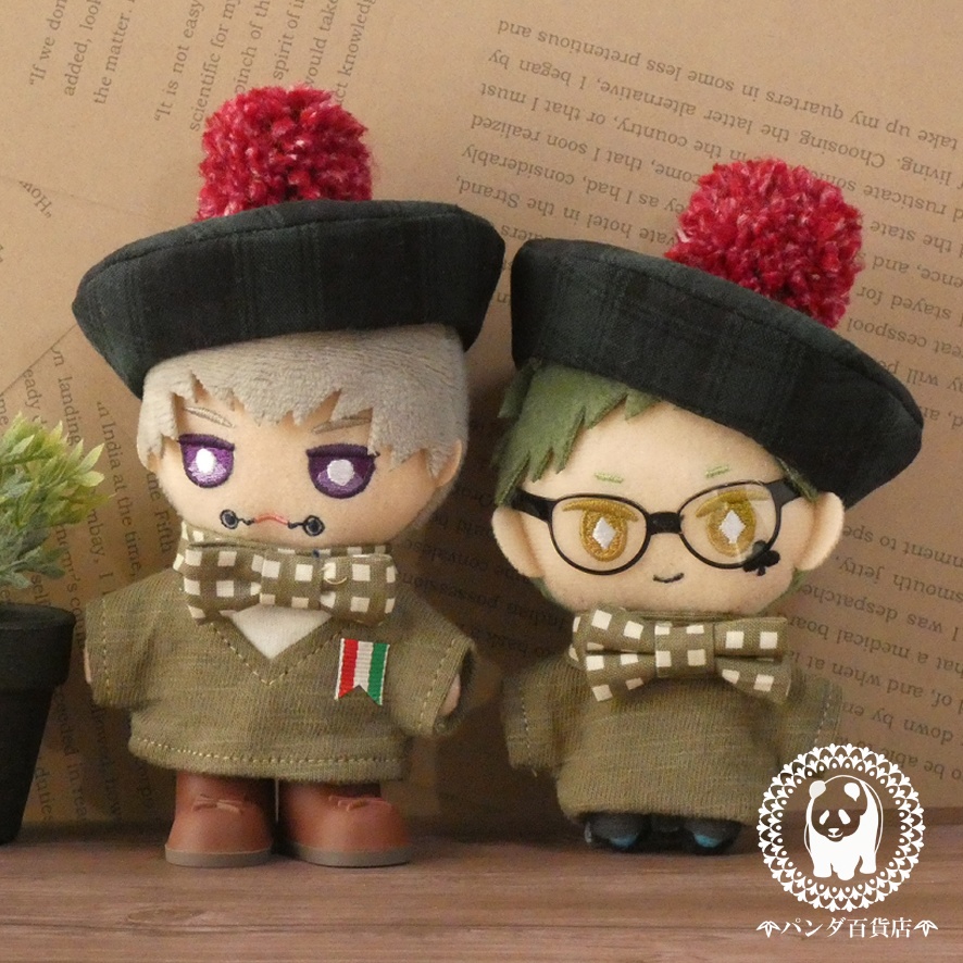 【10cm~12cmぬいぐるみ用】ぽんぽん付きベレー帽 (チェック柄)