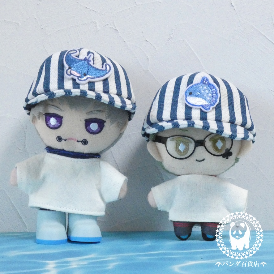 【10cm~12cmぬいぐるみ用】野球帽 (ストライプ×海の生き物)