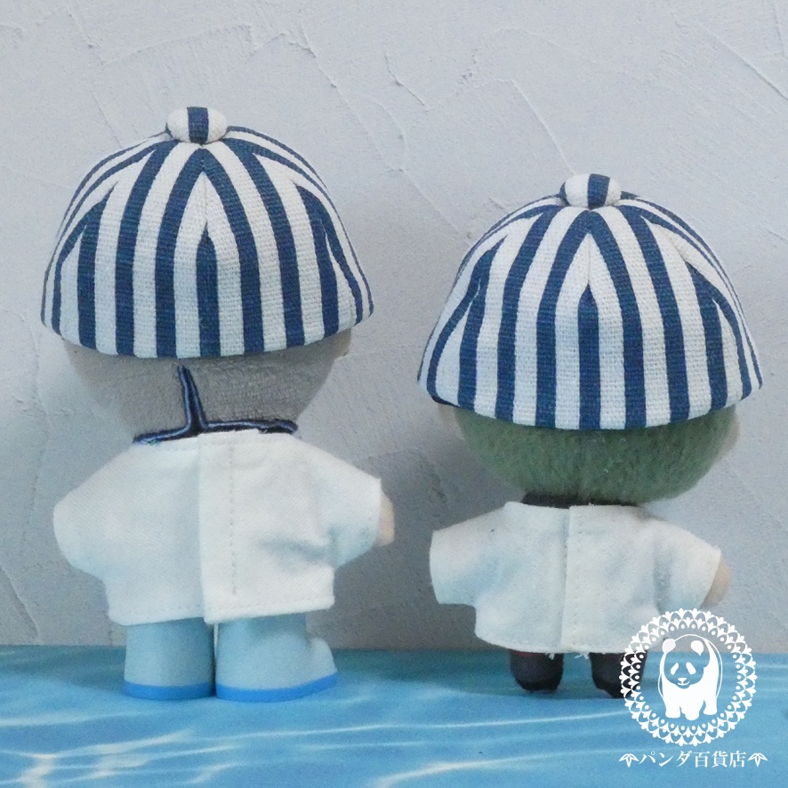【10cm~12cmぬいぐるみ用】野球帽 (ストライプ×海の生き物)