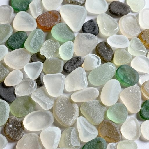 シーグラス、シェル素材｜グリーン・ブラウン・白カラー｜rock, pebble, shell｜M0024