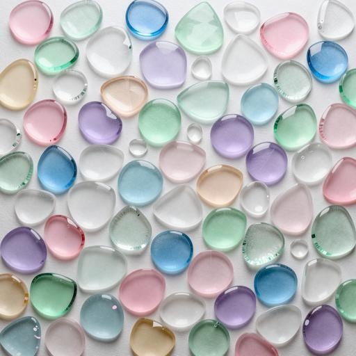 ガラス、クリスタル素材｜ピンク・ライトブルー・ダークブルーカラー｜glass, crystal｜M0030