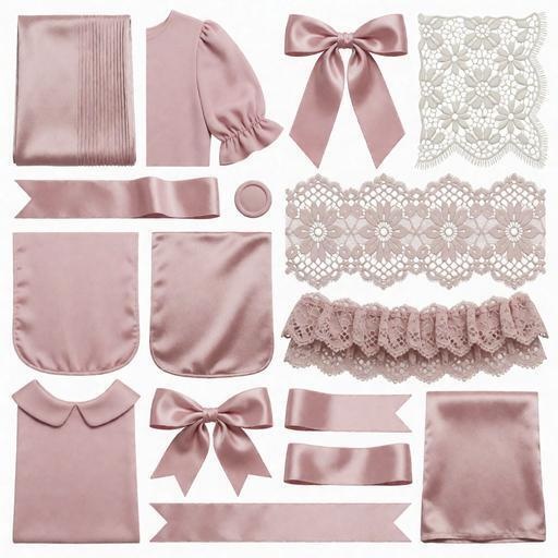 シルク、レース素材｜ピンクカラー｜silk, lace｜M0087