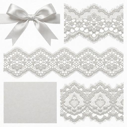 レース、布素材｜白・シルバー・黒カラー｜lace, fabric｜M0112