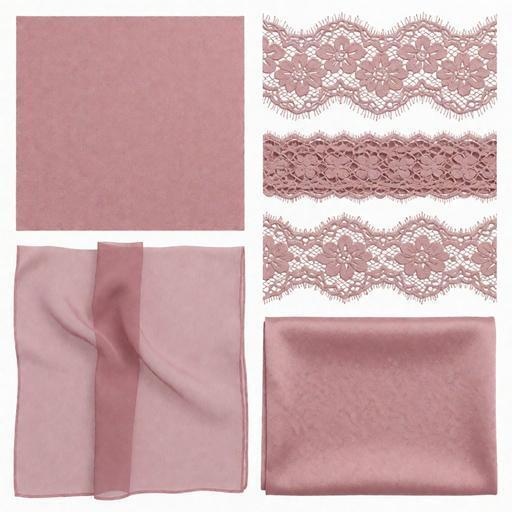 布、レース、サテン素材｜ピンク・lace・satinカラー｜fabric, lace, satin｜M0121