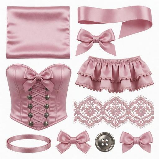 レース、サテン、金属素材｜ピンクカラー｜lace, satin, metal｜M0122