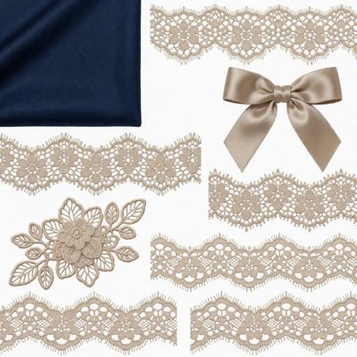 レース、サテン、ベルベット素材|ブルー・ブラウン・ゴールドカラー|lace, satin, velvet|M0147
