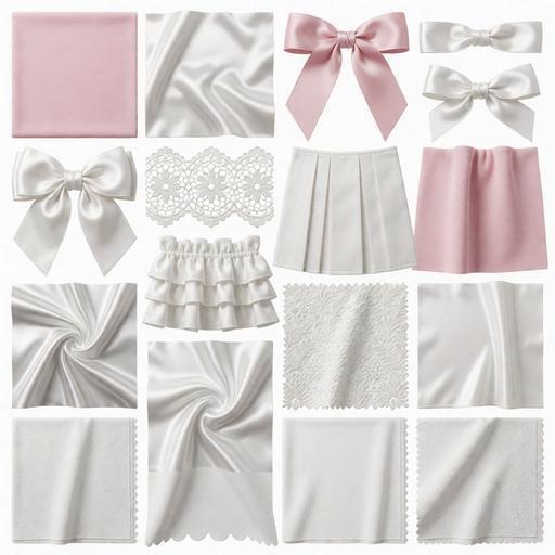 布、レース素材｜ピンク・白・ribbon｜fabric, lace｜M0151