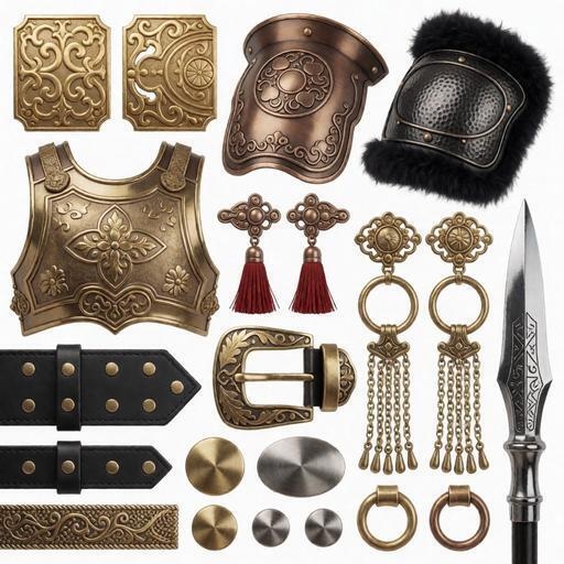 金属、レザー素材｜ゴールド・ブロンズ・黒カラー｜metal, leather｜M0952