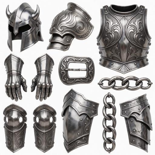 金属素材｜シルバーカラー｜中世騎士パーツ｜metal｜M0964
