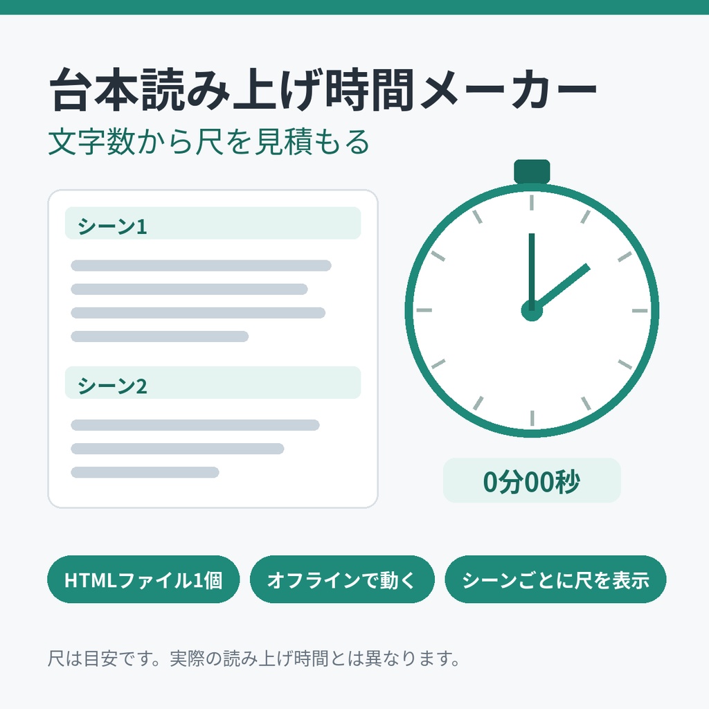 台本読み上げ時間メーカー ― 文字数から尺を見積もる