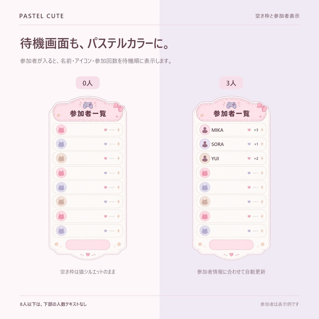 PASTEL CUTE|わんコメ参加型・OBS参加者一覧テンプレート