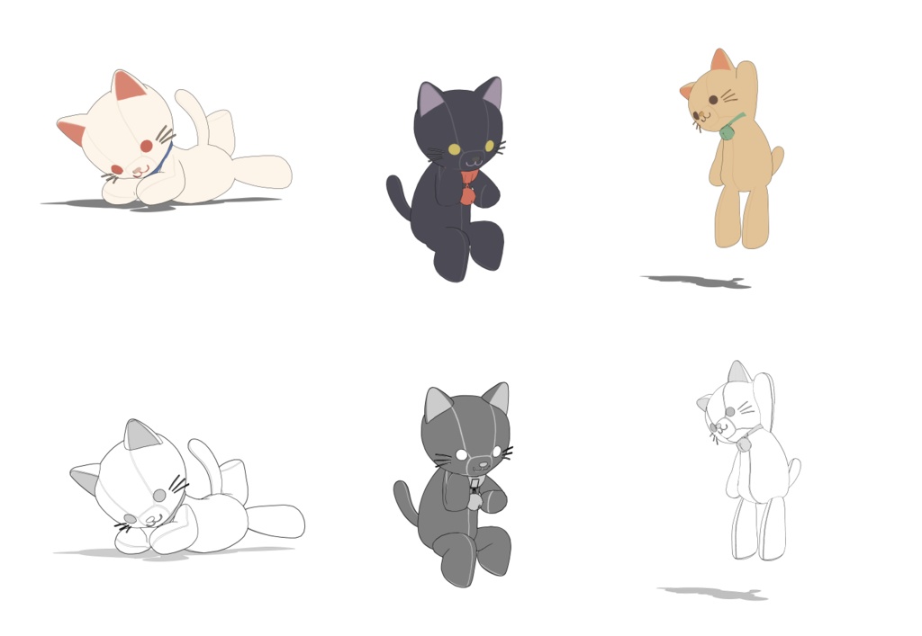 【クリスタ専用】ねこのぬいぐるみ【オブジェクト/キャラクター】