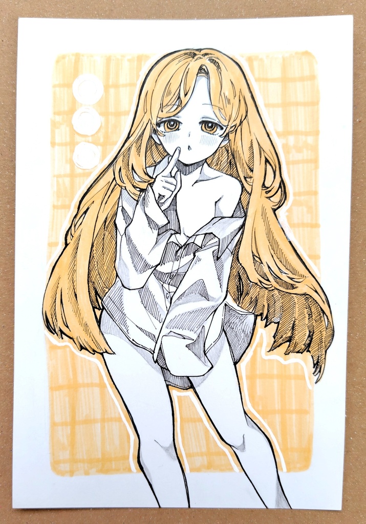 【彼シャツ シリーズ】手描きイラスト『ひみつ』