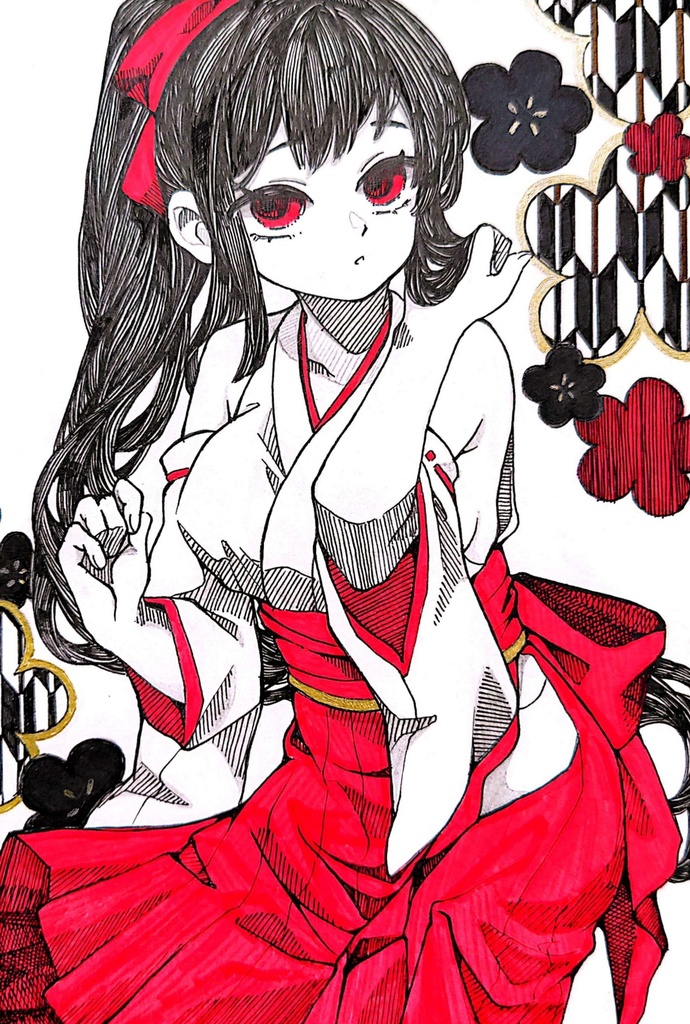 手描きイラスト『巫女ちゃん』