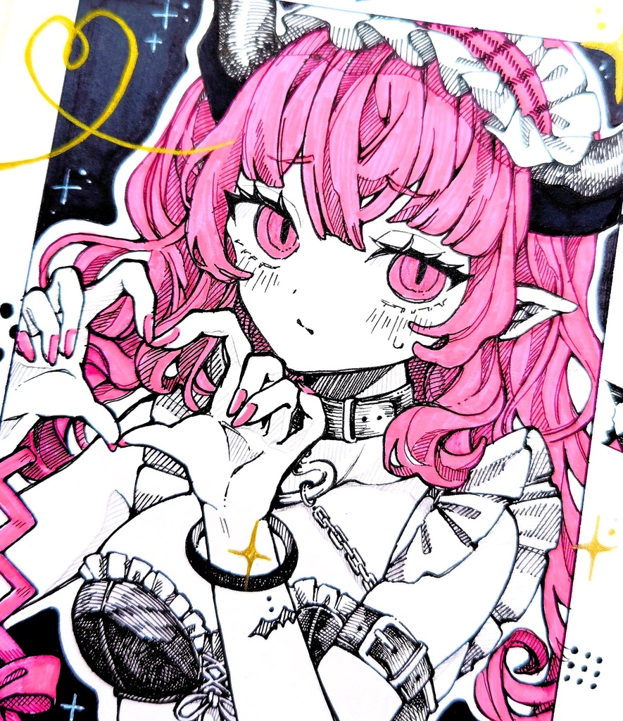 手描きイラスト『メイドなデビルちゃん‎🩷』