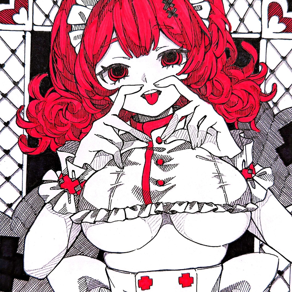 【色紙】手描きイラスト『メイドなナースちゃん』